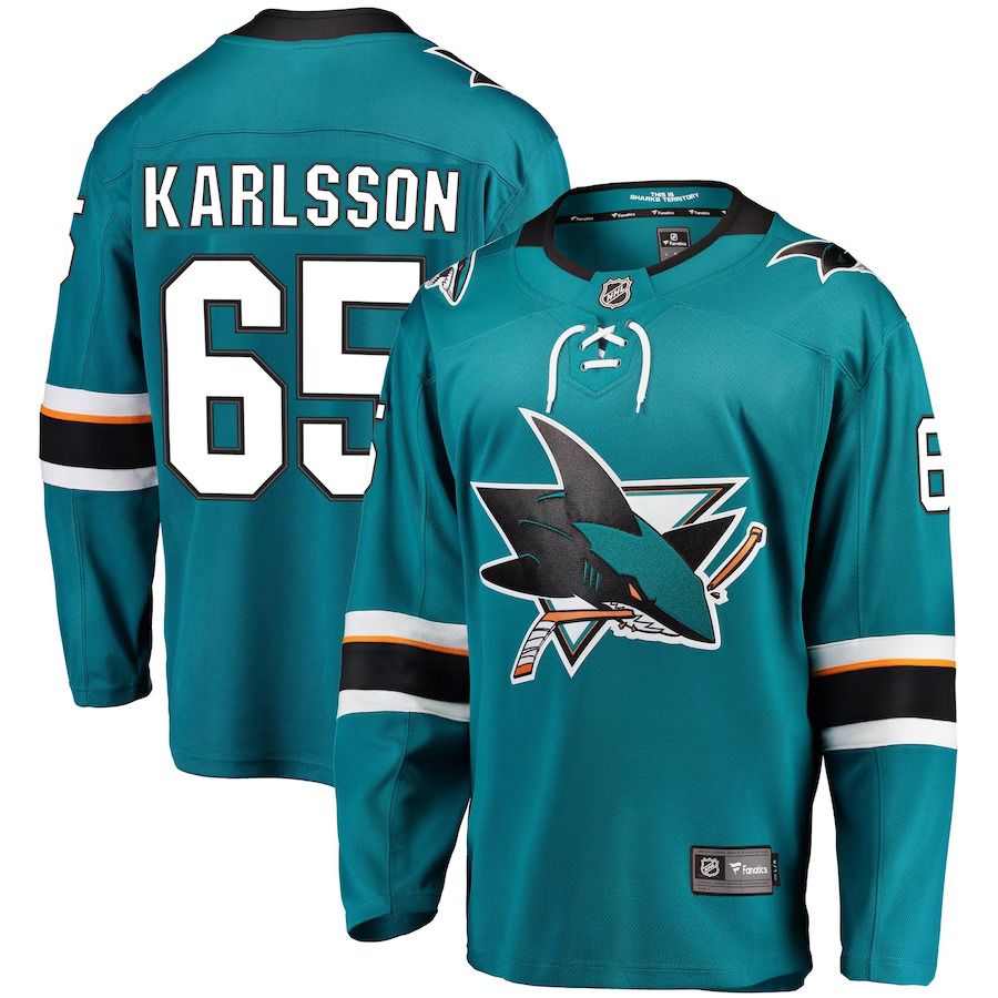 Men San Jose Sharks #65 Erik Karlsson Fanatics Branded Teal Home Premier Breakaway Player NHL Jersey